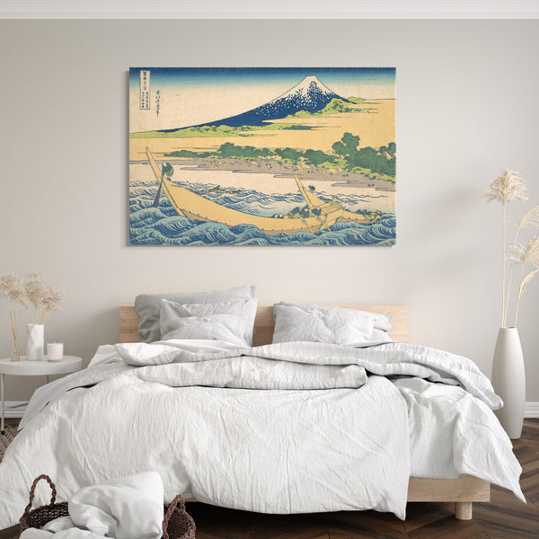 Leinwandbild Katsushika Hokusai - Tago Bay in der Nähe von Ejiri am Tōkaidō (Tōkaidō Ejiri Tago no ura ryaku zu), aus der Serie Sechsunddreißig Ansichten des Berges Fuji (Fugaku sanjūrokkei)