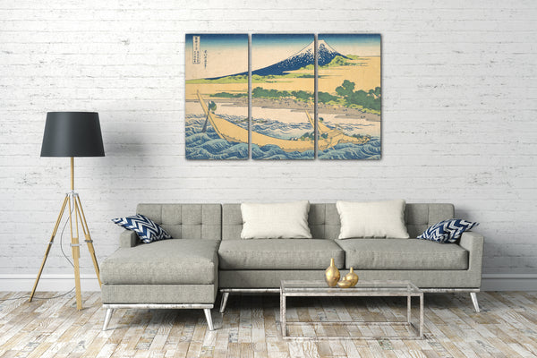 Leinwandbild Katsushika Hokusai - Tago Bay in der Nähe von Ejiri am Tōkaidō (Tōkaidō Ejiri Tago no ura ryaku zu), aus der Serie Sechsunddreißig Ansichten des Berges Fuji (Fugaku sanjūrokkei)