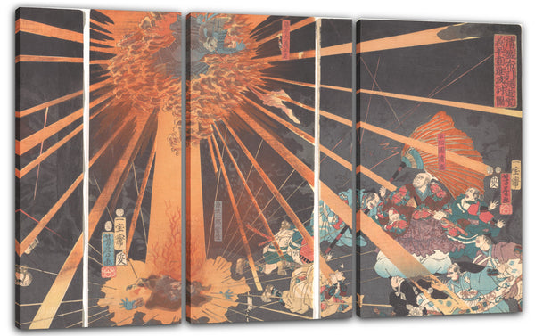 Leinwandbild Utagawa Yoshifusa - Der Geist von Akugenta übt Rache an Nanba am Nunobiki-Wasserfall