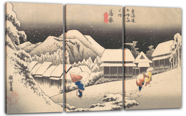 Leinwandbild Utagawa Hiroshige - Ein verschneiter Abend an der Kambara-Station
