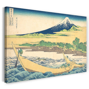 Leinwandbild Katsushika Hokusai - Tago-Bucht in der Nähe von Ejiri am Tōkaidō (Tōkaidō Ejiri Tago no ura ryaku zu), aus der Serie Sechsunddreißig Ansichten des Berges Fuji (Fugaku sanjūrokkei)