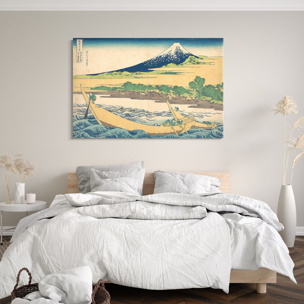 Leinwandbild Katsushika Hokusai - Tago-Bucht in der Nähe von Ejiri am Tōkaidō (Tōkaidō Ejiri Tago no ura ryaku zu), aus der Serie Sechsunddreißig Ansichten des Berges Fuji (Fugaku sanjūrokkei)