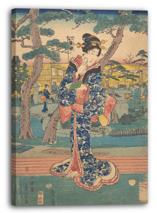 Leinwandbild Utagawa Hiroshige II - Junges Mädchen am Teehaus in Iriya