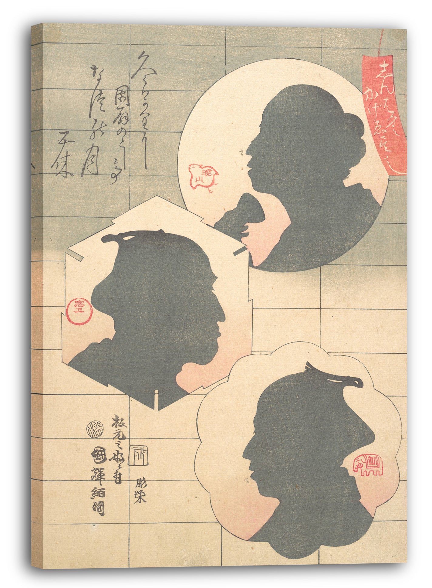 Leinwandbild Utagawa Kuniteru - Silouhetten-Bild von Kabuki-Schauspieler