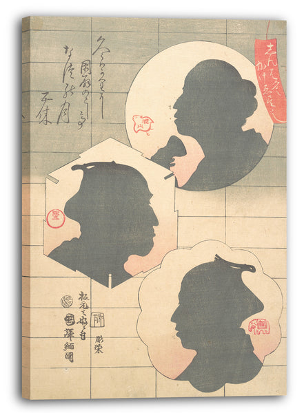 Leinwandbild Utagawa Kuniteru - Silouhetten-Bild von Kabuki-Schauspieler