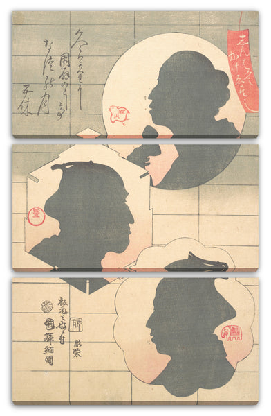 Leinwandbild Utagawa Kuniteru - Silouhetten-Bild von Kabuki-Schauspieler