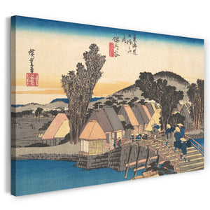 Leinwandbild Utagawa Hiroshige - Der Bahnhof von Hodogaya und die Shinkame-Brücke