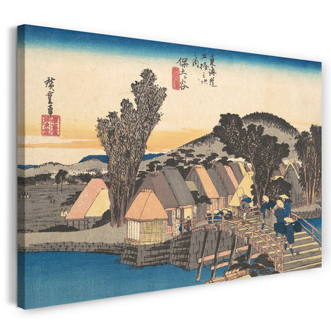 Leinwandbild Utagawa Hiroshige - Der Bahnhof von Hodogaya und die Shinkame-Brücke