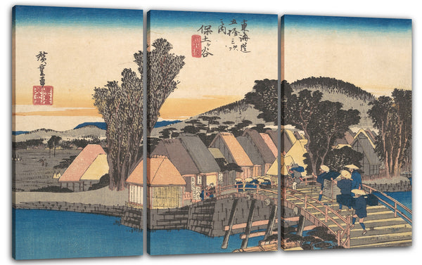 Leinwandbild Utagawa Hiroshige - Der Bahnhof von Hodogaya und die Shinkame-Brücke