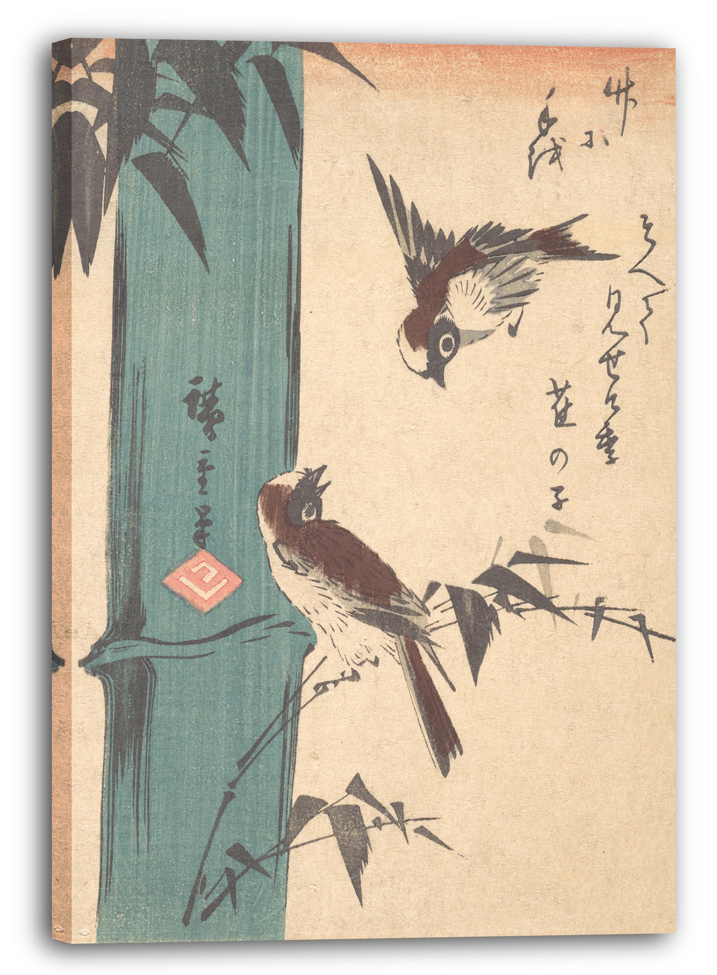 Leinwandbild Utagawa Hiroshige - Bambus und Spatzen