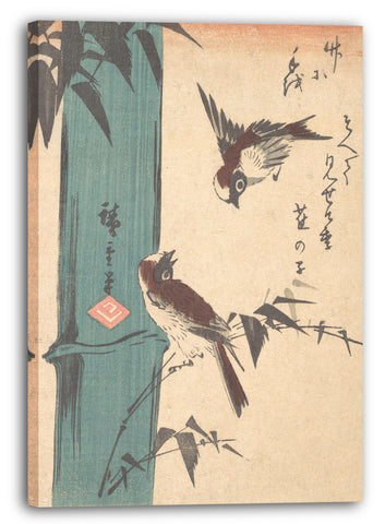 Leinwandbild Utagawa Hiroshige - Bambus und Spatzen