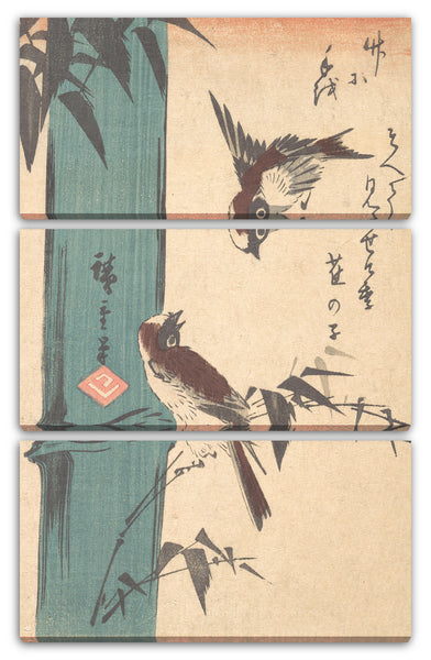 Leinwandbild Utagawa Hiroshige - Bambus und Spatzen