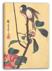 Leinwandbild Utagawa Hiroshige - Kamelie und blauköpfiger Vogel