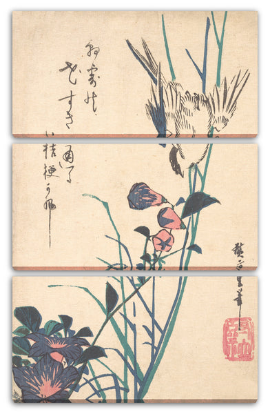 Leinwandbild Utagawa Hiroshige - Großblütige Flat Bill und Spatz