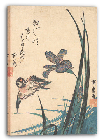 Leinwandbild Utagawa Hiroshige - Iris und Spatz
