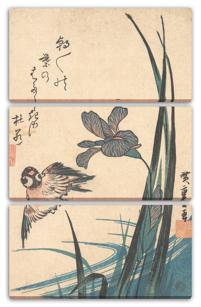 Leinwandbild Utagawa Hiroshige - Iris und Spatz