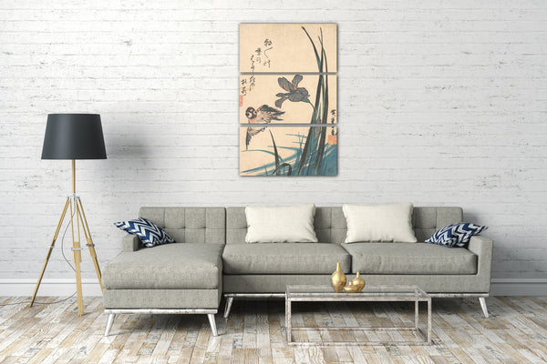 Leinwandbild Utagawa Hiroshige - Iris und Spatz