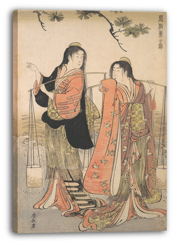 Leinwandbild Torii Kiyonaga - Shiokumi Tanz der Strand-Maidens aus der Serie Brokate des Ostens