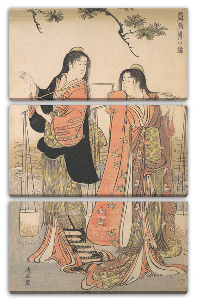 Leinwandbild Torii Kiyonaga - Shiokumi Tanz der Strand-Maidens aus der Serie Brokate des Ostens