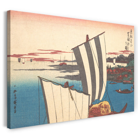 Leinwandbild Utagawa Hiroshige - Shibaura, shiohi-gari no zu Muschelsammlung bei Shibaura