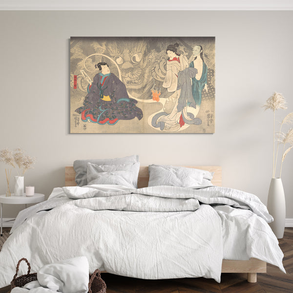 Leinwandbild Utagawa Kuniyoshi - Szene aus einer Geistergeschichte: Der Okazaki Cat Demon