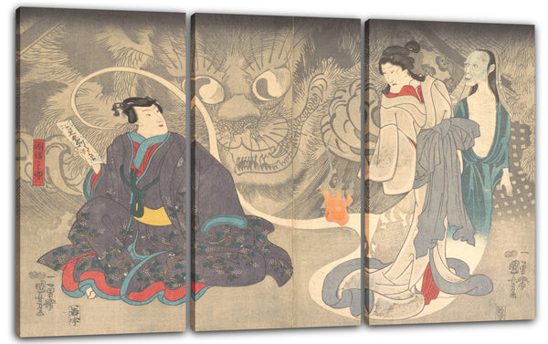 Leinwandbild Utagawa Kuniyoshi - Szene aus einer Geistergeschichte: Der Okazaki Cat Demon