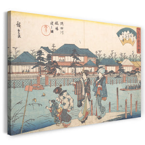 Leinwandbild Utagawa Hiroshige - Sumidagawa Hashiba Watashi Zu (Yanagiya)
