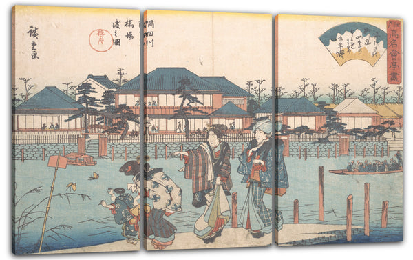 Leinwandbild Utagawa Hiroshige - Sumidagawa Hashiba Watashi Zu (Yanagiya)