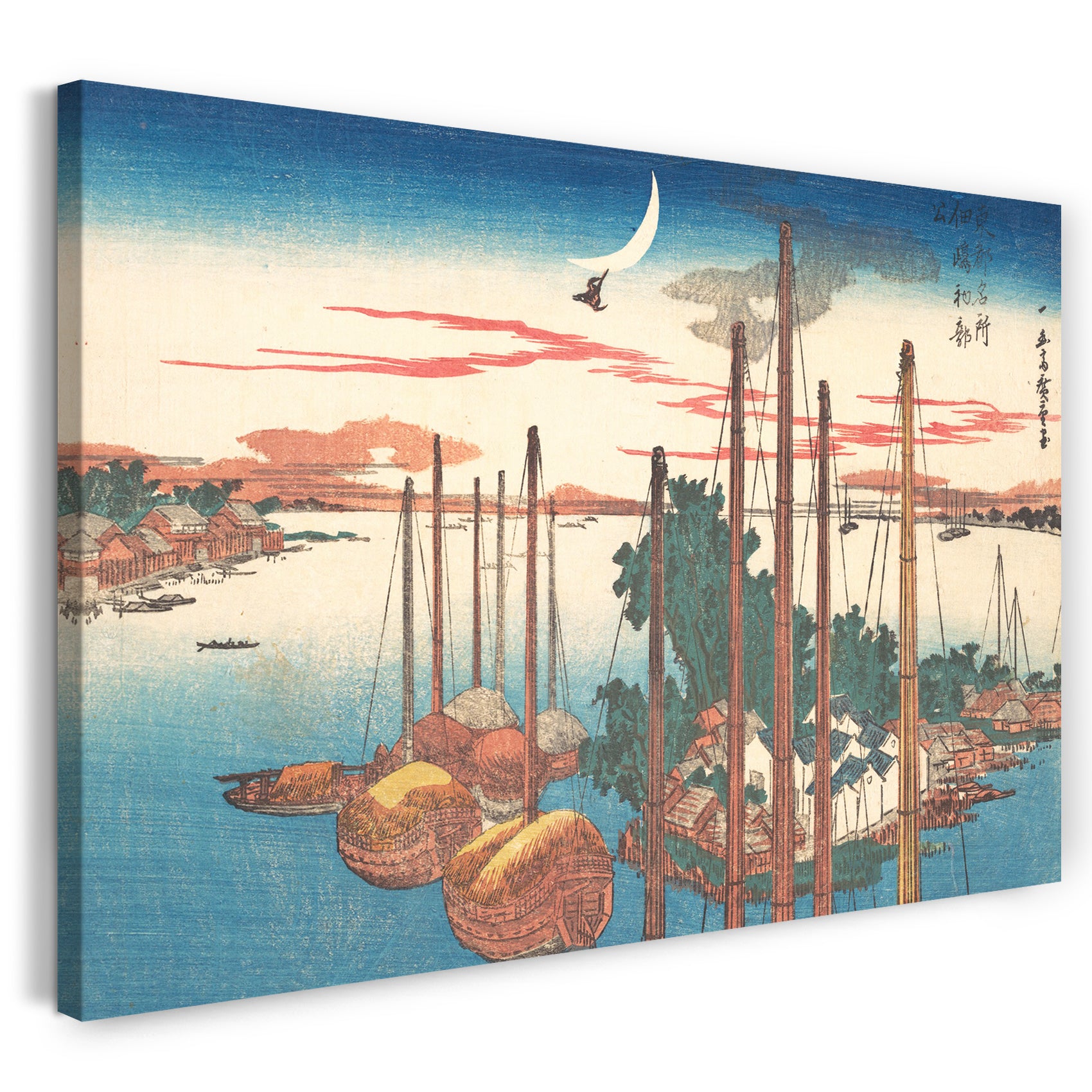 Leinwandbild Utagawa Hiroshige - Tsukudajima hatsuhotogizu Das erste Kuckuckslied des Jahres in Tsukudajima