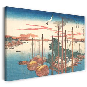 Leinwandbild Utagawa Hiroshige - Tsukudajima hatsuhotogizu Das erste Kuckuckslied des Jahres in Tsukudajima