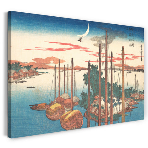 Leinwandbild Utagawa Hiroshige - Tsukudajima hatsuhotogizu Das erste Kuckuckslied des Jahres in Tsukudajima