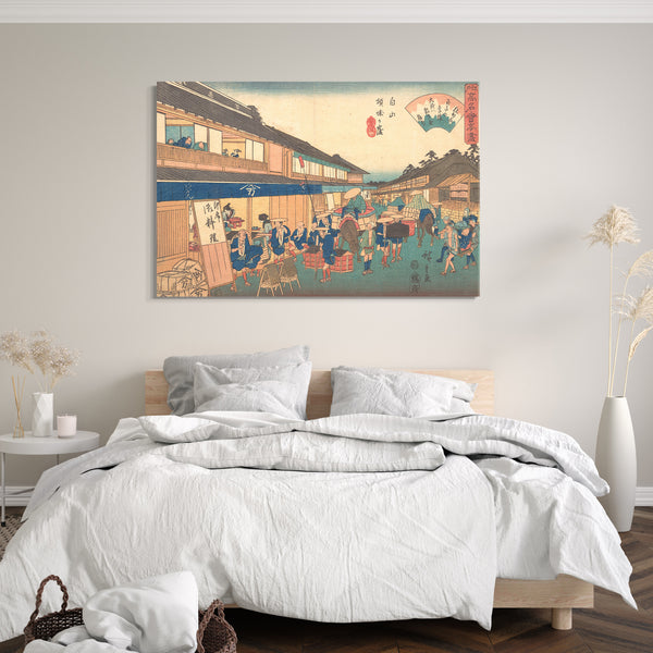 Leinwandbild Utagawa Hiroshige - Hakusan Keiseiga Kubo (Daisen) Das Teehaus im Stadtteil Hakusen