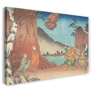 Leinwandbild Utagawa Kuniyoshi - Leben von Nichiren: Felsen mit der Kraft des Gebets versetzt