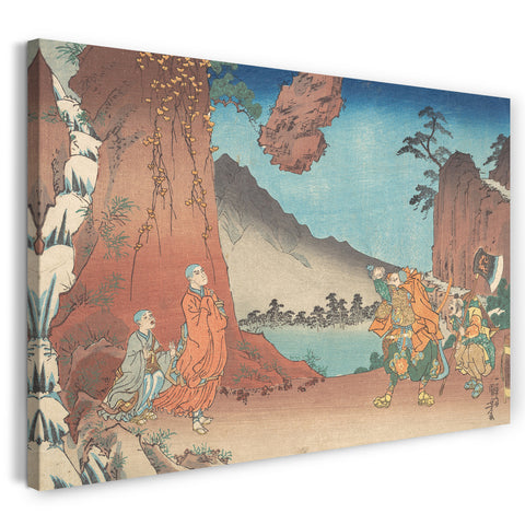 Leinwandbild Utagawa Kuniyoshi - Leben von Nichiren: Felsen mit der Kraft des Gebets versetzt