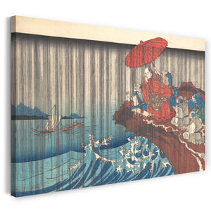 Leinwandbild Utagawa Kuniyoshi - Leben von Nichiren: Gebet für Regen erhört