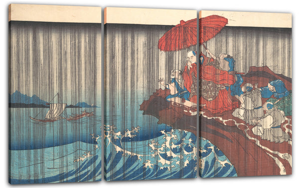 Leinwandbild Utagawa Kuniyoshi - Leben von Nichiren: Gebet für Regen erhört