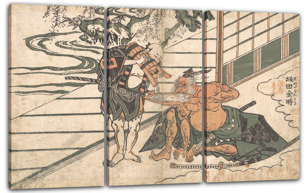 Leinwandbild Ishikawa Toyonobu - Legendärer Muskelmann Sakata Kinpira (Kintoki) trinkt Sake