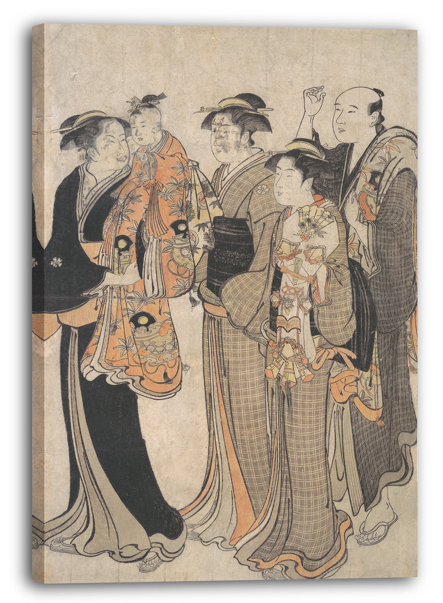 Leinwandbild Torii Kiyonaga - Mutter trägt ihr Baby zum Miya Mairi