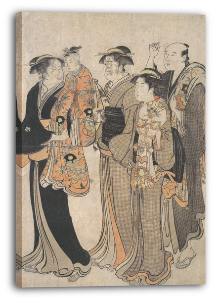 Leinwandbild Torii Kiyonaga - Mutter trägt ihr Baby zum Miya Mairi