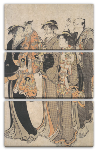 Leinwandbild Torii Kiyonaga - Mutter trägt ihr Baby zum Miya Mairi