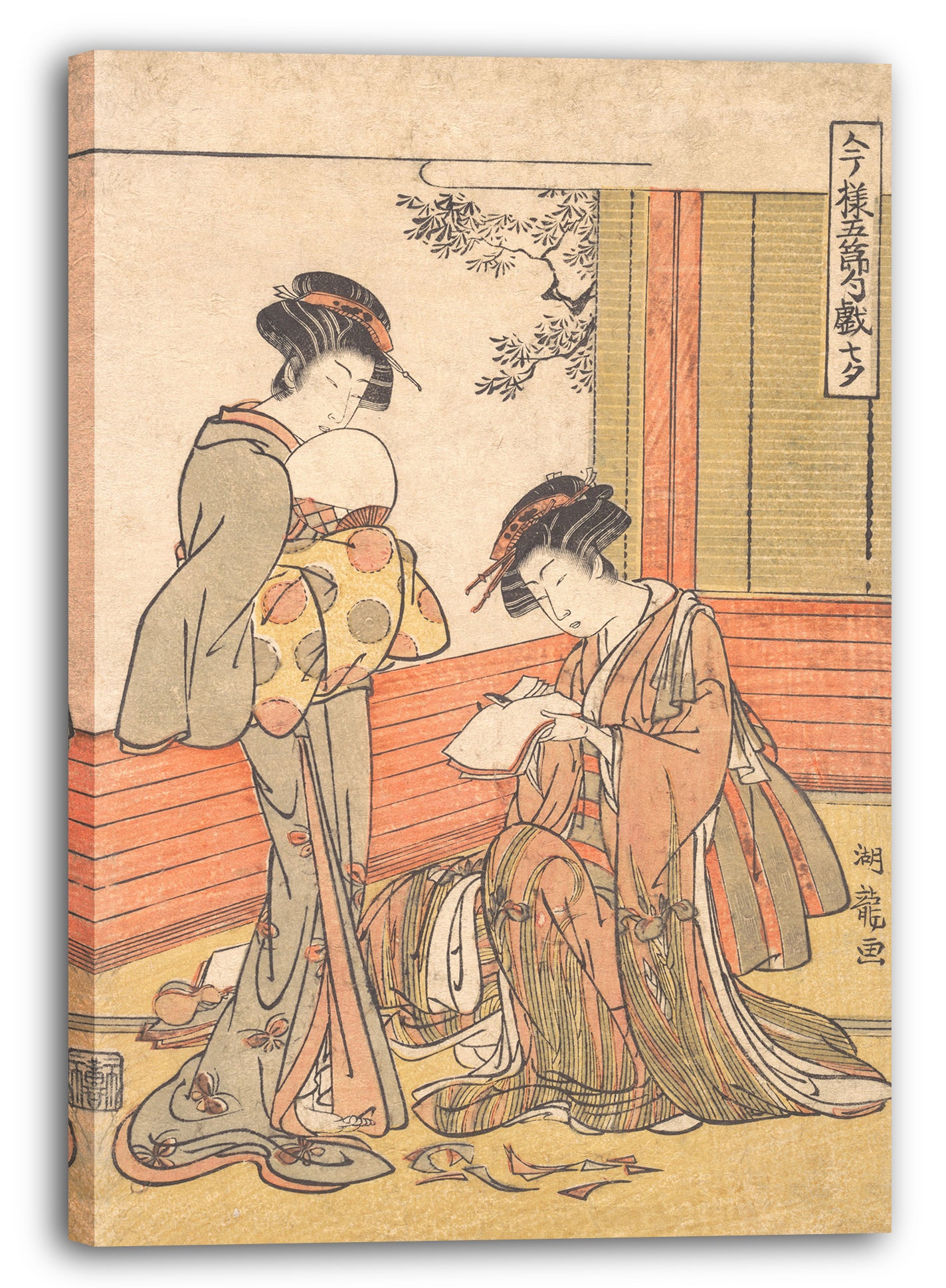 Leinwandbild Isoda Koryūsai - Ornamente für das Tanabata Festival machen