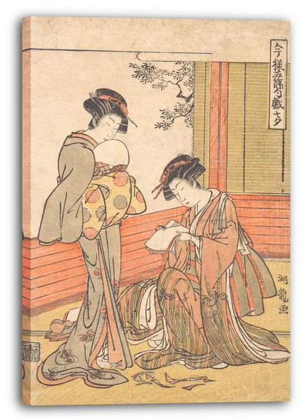 Leinwandbild Isoda Koryūsai - Ornamente für das Tanabata Festival machen