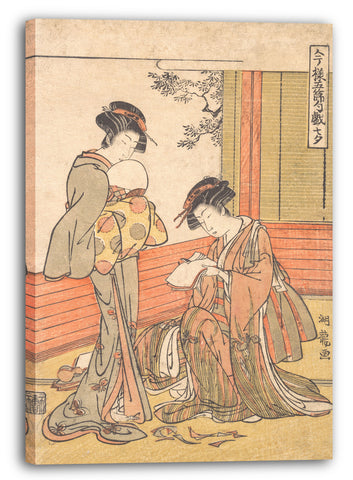 Leinwandbild Isoda Koryūsai - Ornamente für das Tanabata Festival machen