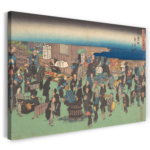 Leinwandbild Utagawa Hiroshige - Junkei machi Yomise no Zu
