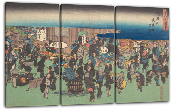 Leinwandbild Utagawa Hiroshige - Junkei machi Yomise no Zu