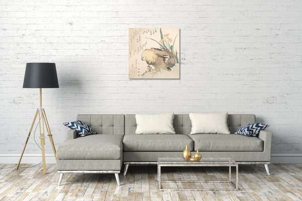 Leinwandbild Kubo Shunman - Paar Mandarinen-Enten und Iris-Blumen
