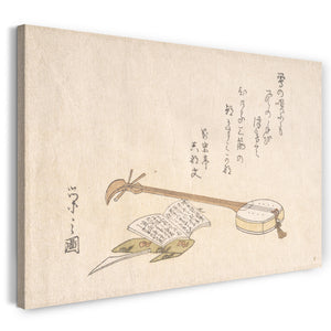 Leinwandbild Chōbunsai Eishi - Shamisen, Plectrum und ein Buch