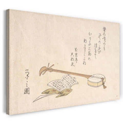Leinwandbild Chōbunsai Eishi - Shamisen, Plectrum und ein Buch