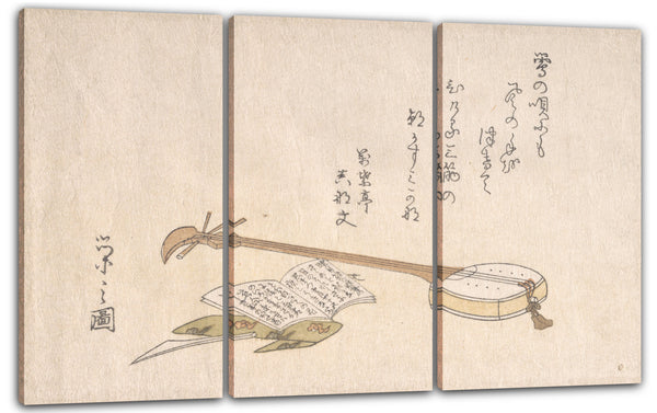 Leinwandbild Chōbunsai Eishi - Shamisen, Plectrum und ein Buch