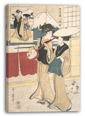 Leinwandbild Kitagawa Utamaro - Zwei Tori-oi oder Wandermusikerinnen der Eta-Klasse